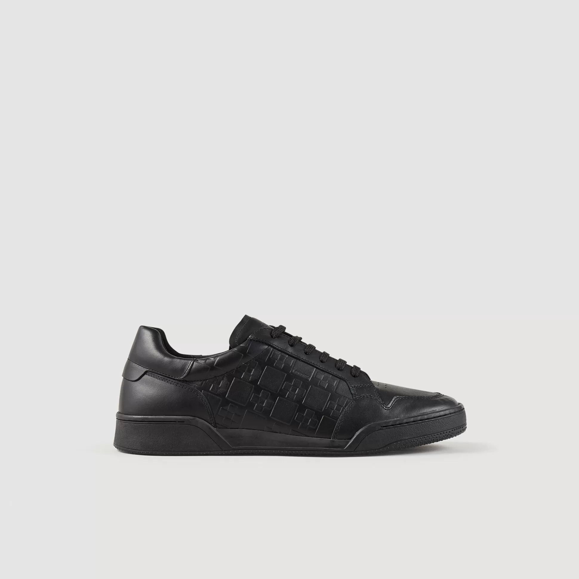 Sneakers>Sandro Sneaker Aus Leder Mit Square Cross Schwarz