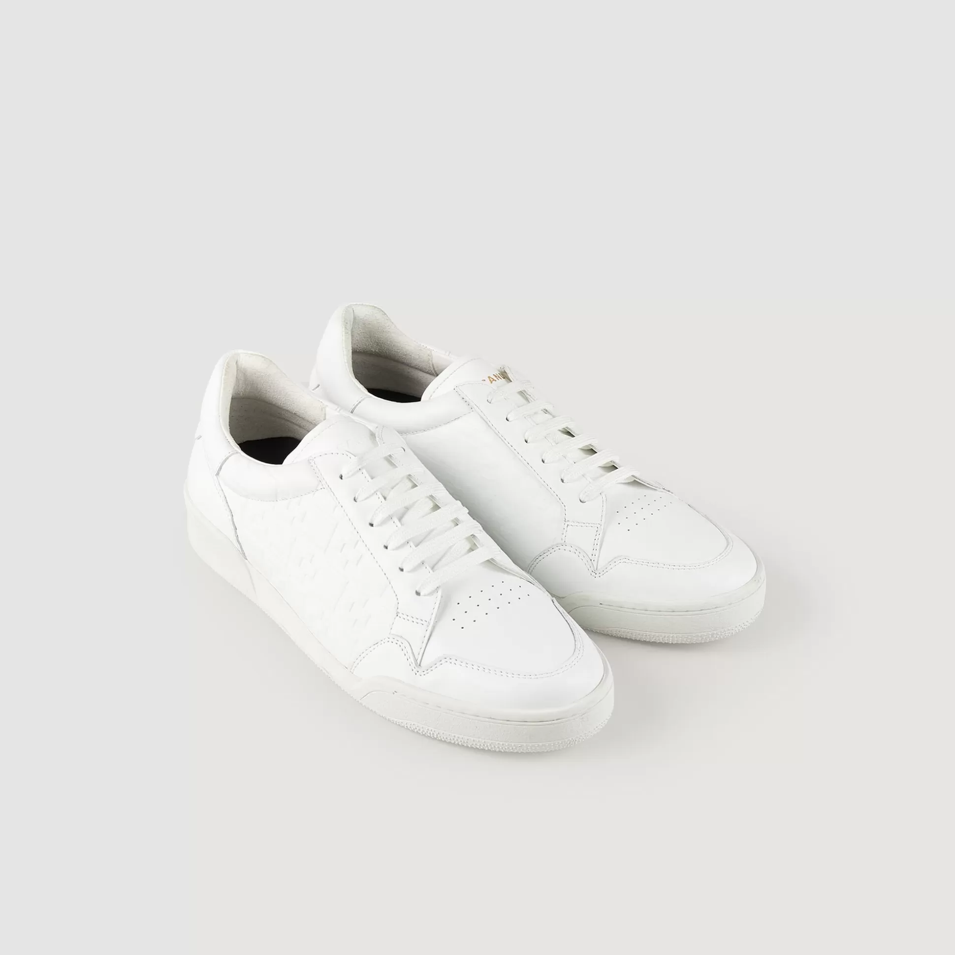 Sneakers>Sandro Sneaker Aus Leder Mit Square Cross Weiß