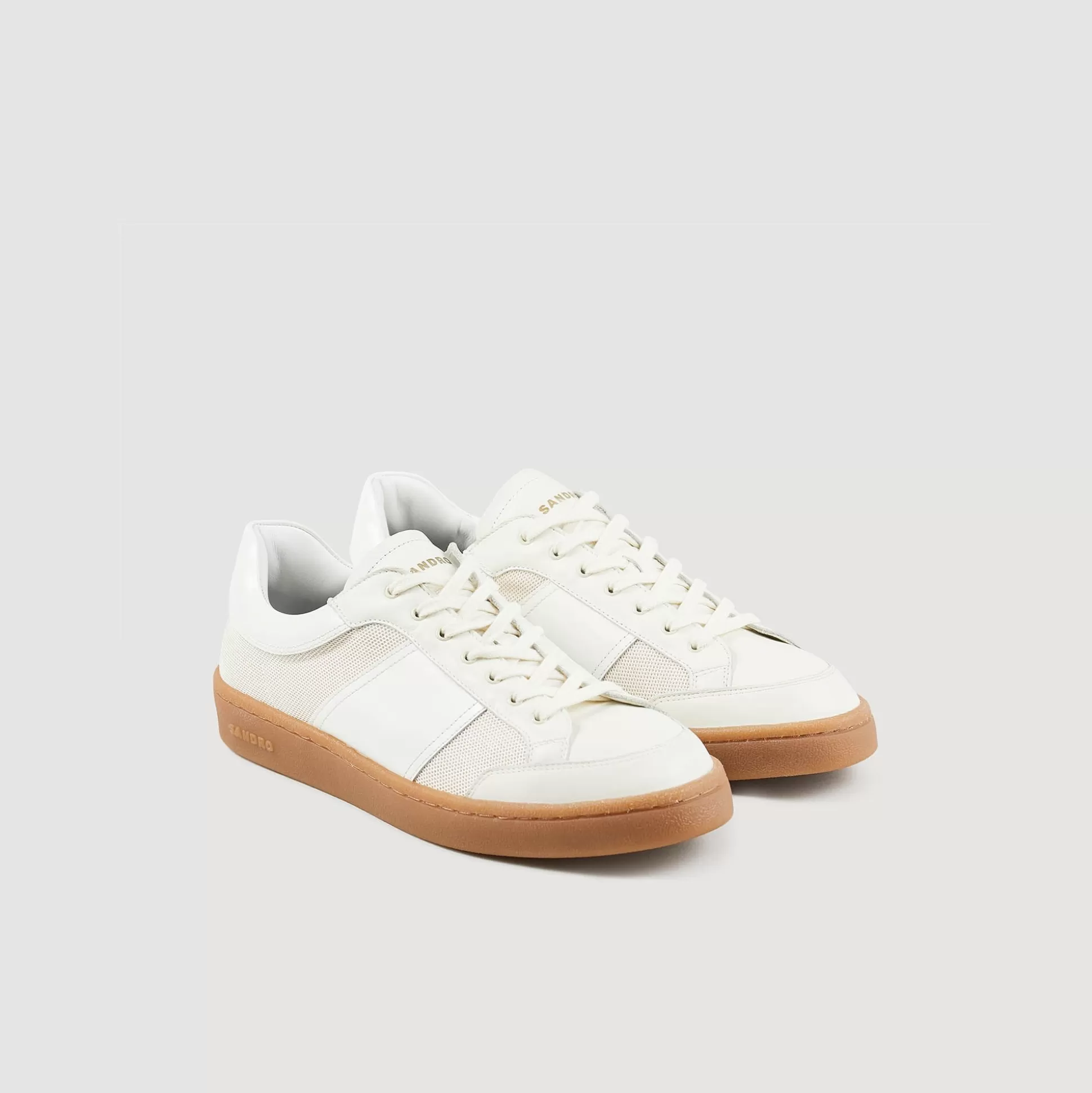 Sneakers>Sandro Sneakers Aus Leder Ecru