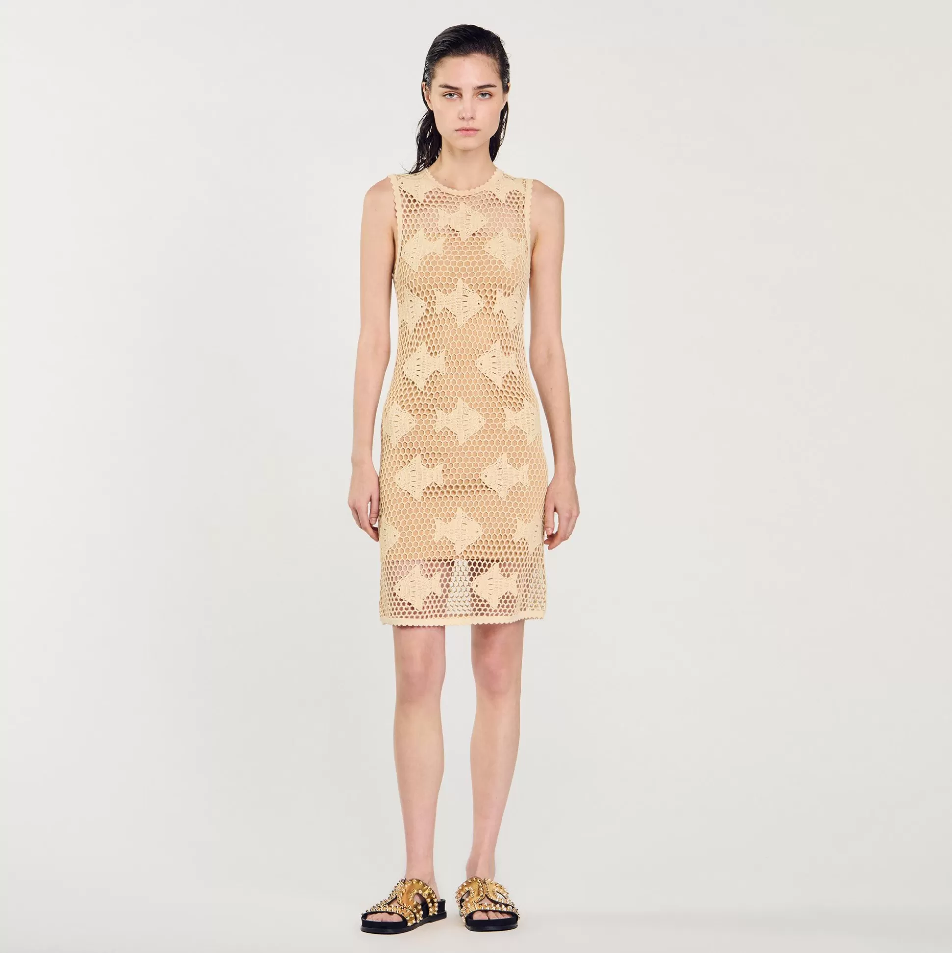 Kleider>Sandro Strickkleid Beige