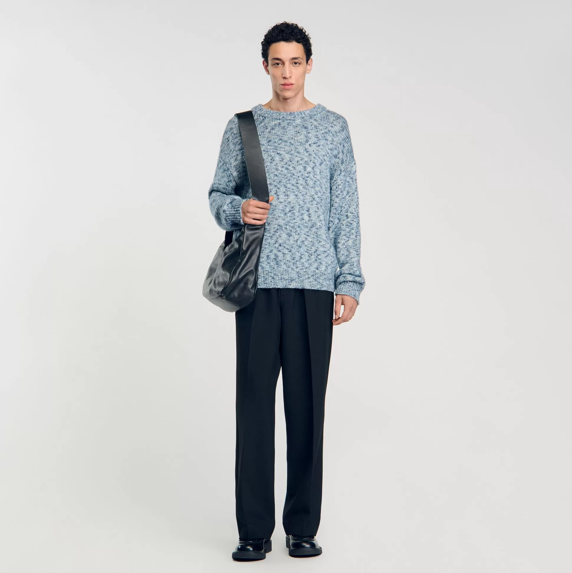 Pullovers & Cardigans>Sandro Strickpullover Aus Mouliné Himmel-Blau