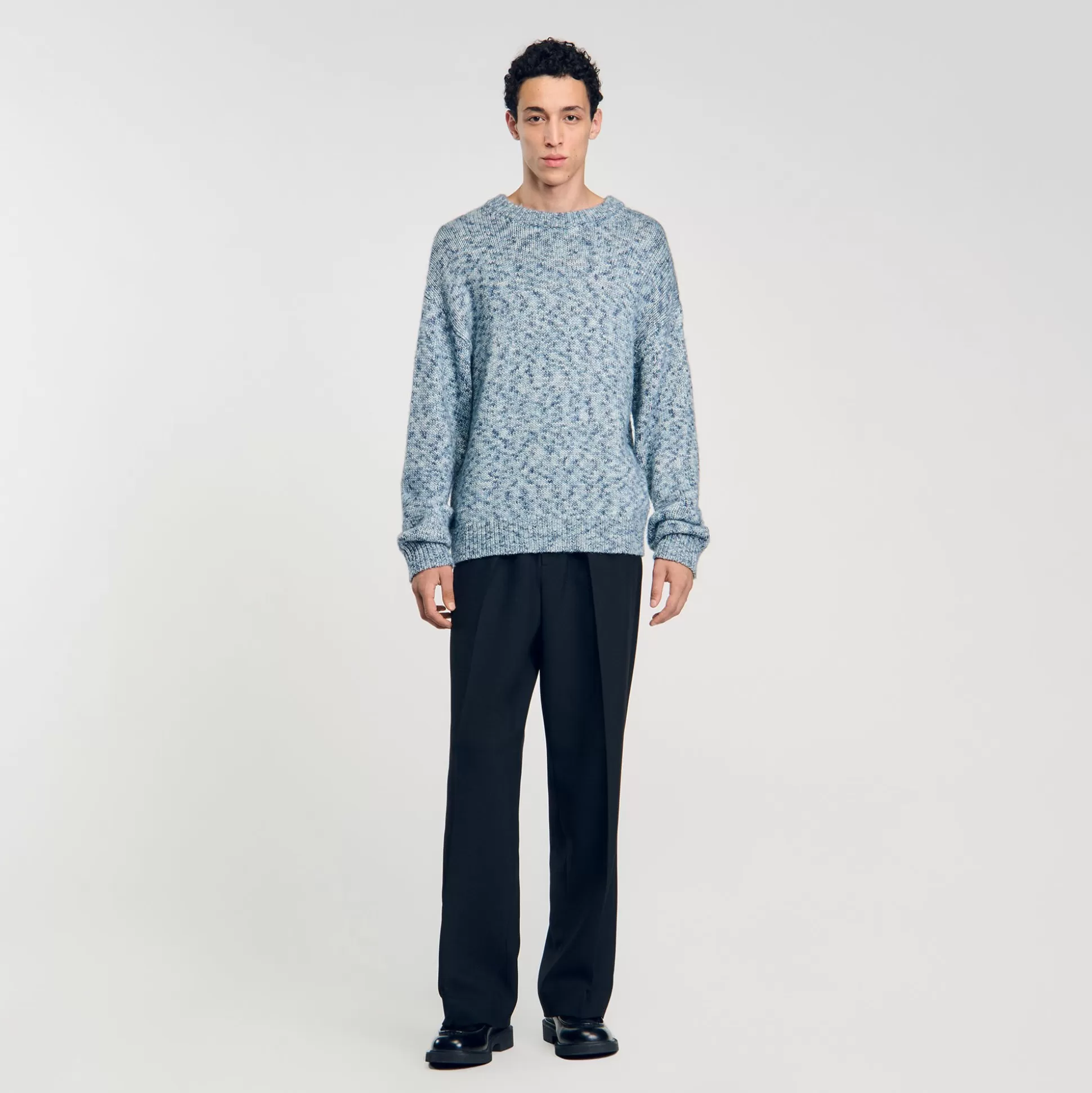 Pullovers & Cardigans>Sandro Strickpullover Aus Mouliné Himmel-Blau