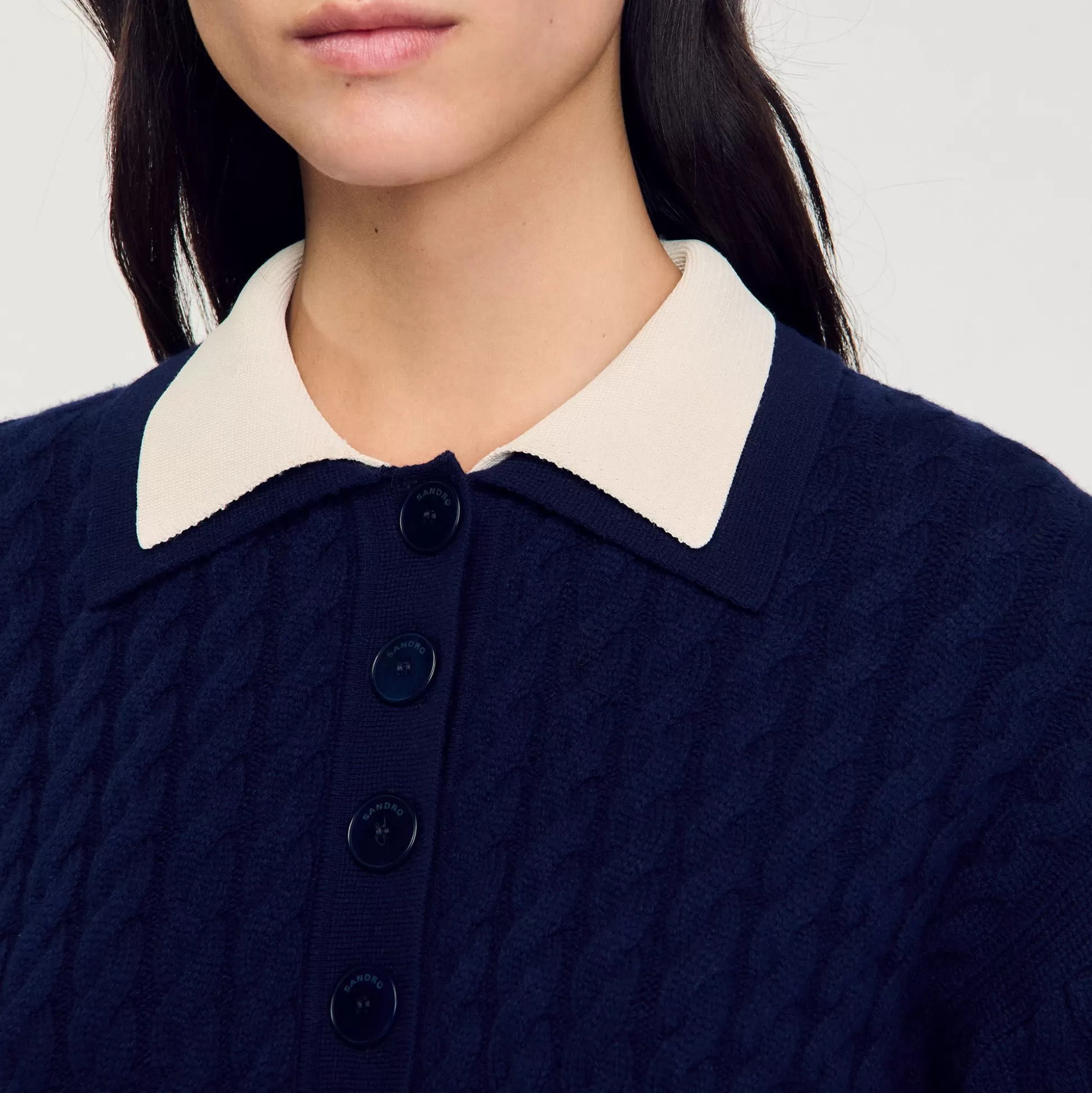 Pullovers & Cardigans>Sandro Strickpullover Mit Zopfmuster Marine