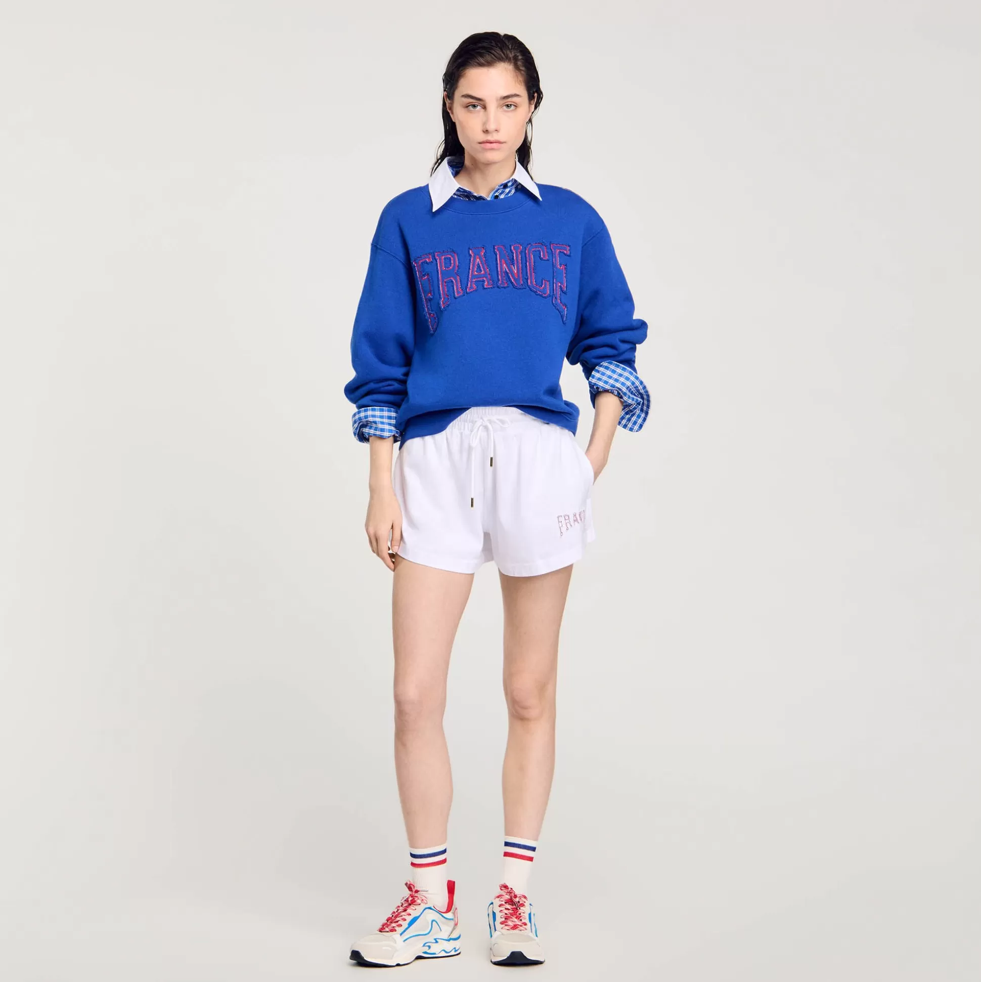 Pullovers & Cardigans>Sandro Sweatshirt Mit France-Stickerei Blau