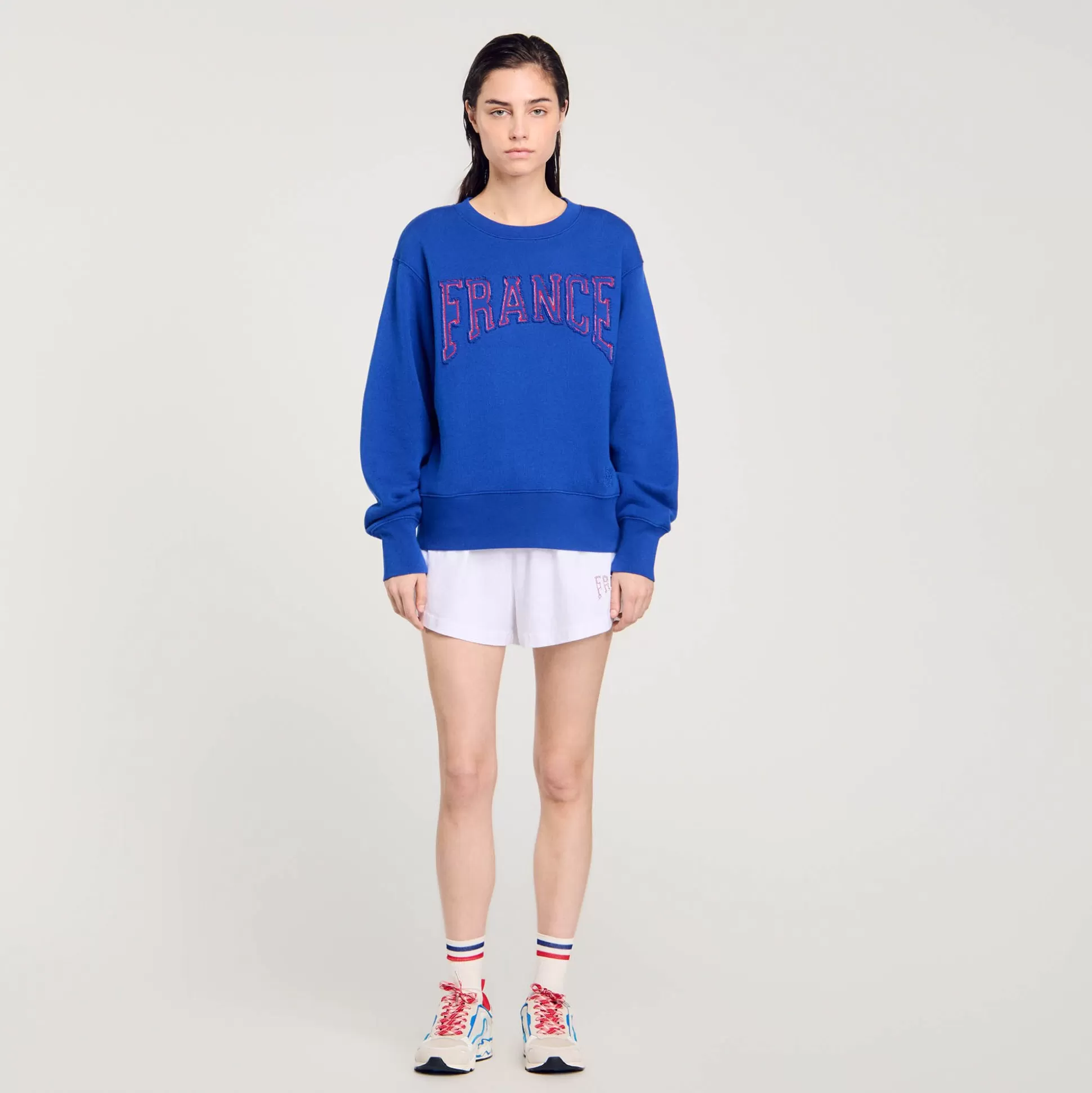 Pullovers & Cardigans>Sandro Sweatshirt Mit France-Stickerei Blau