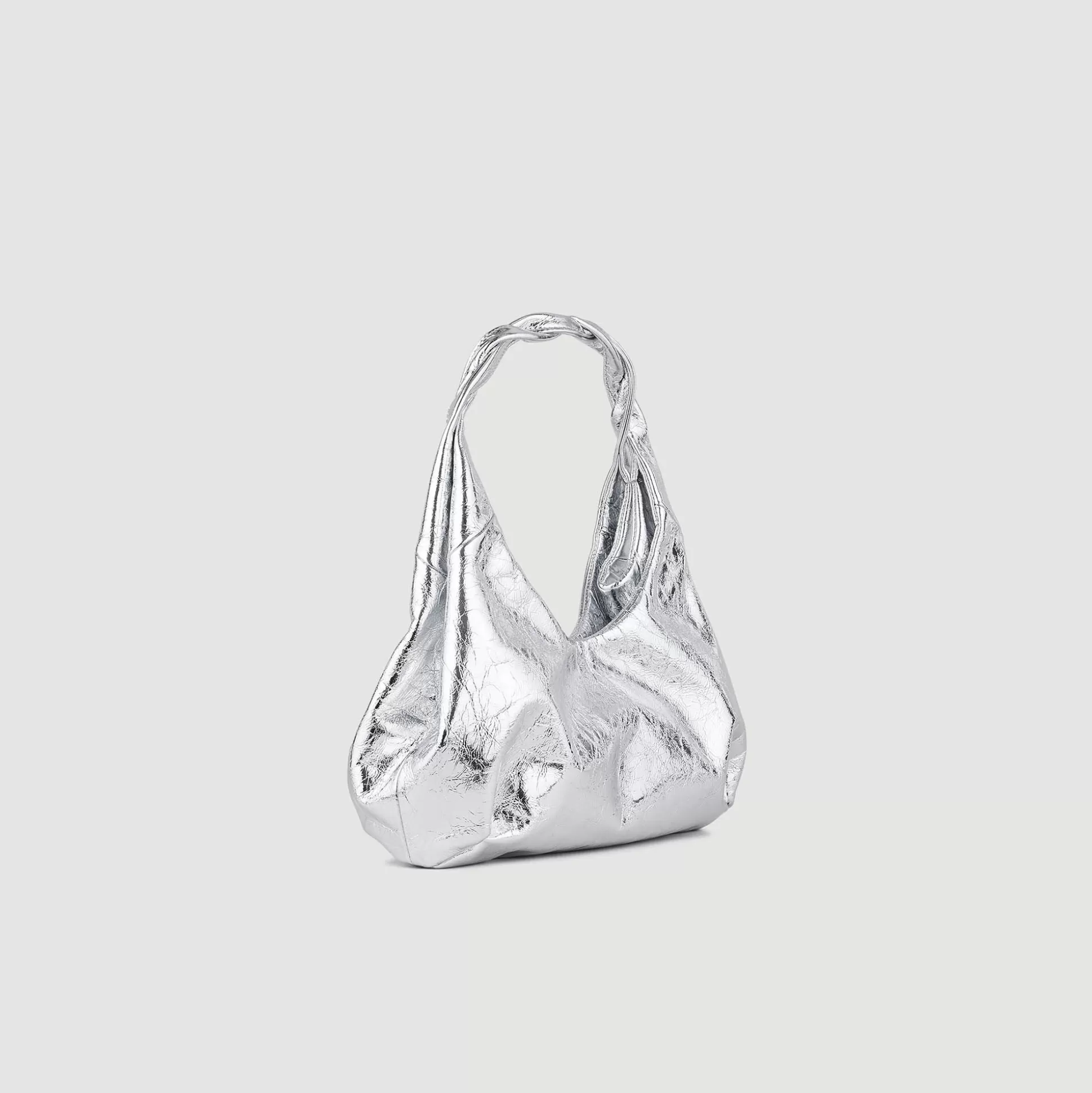 Schultertasche>Sandro Tasche Aus Metallicleder Silber