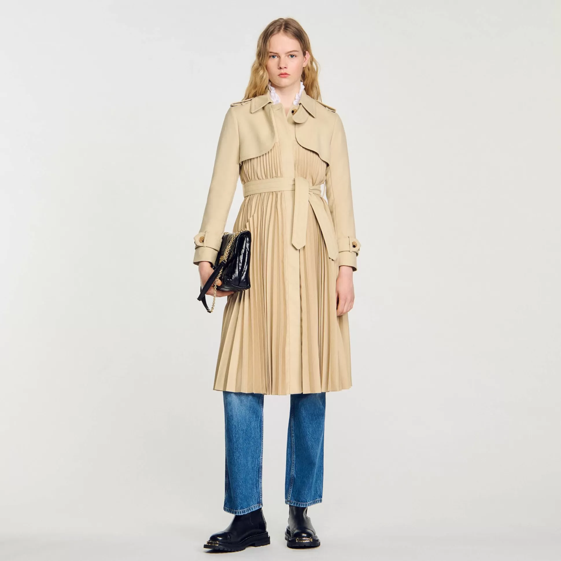 Mäntel>Sandro Trenchcoat Mit Falte Beige