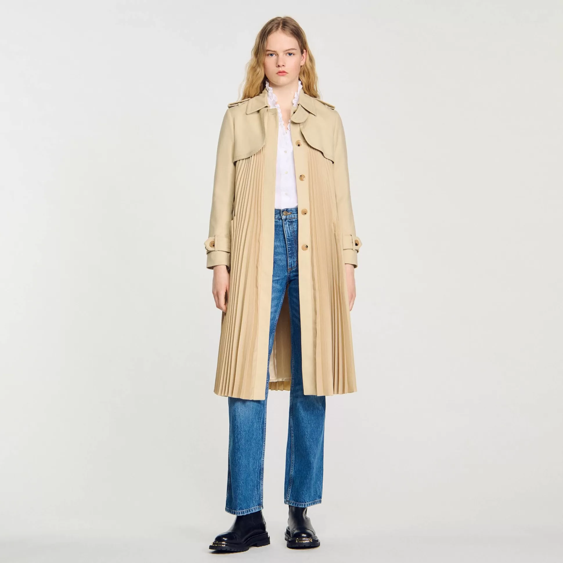 Mäntel>Sandro Trenchcoat Mit Falte Beige