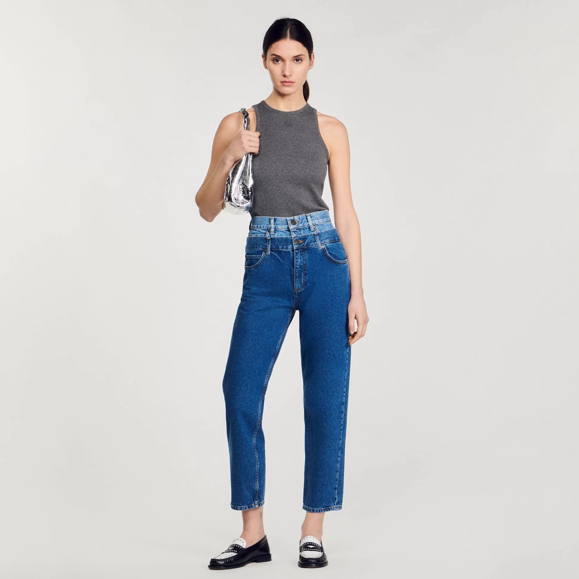 Hosen & Jeans>Sandro Trompe-l'œil-Jeans Im Mom-Schnitt Blau