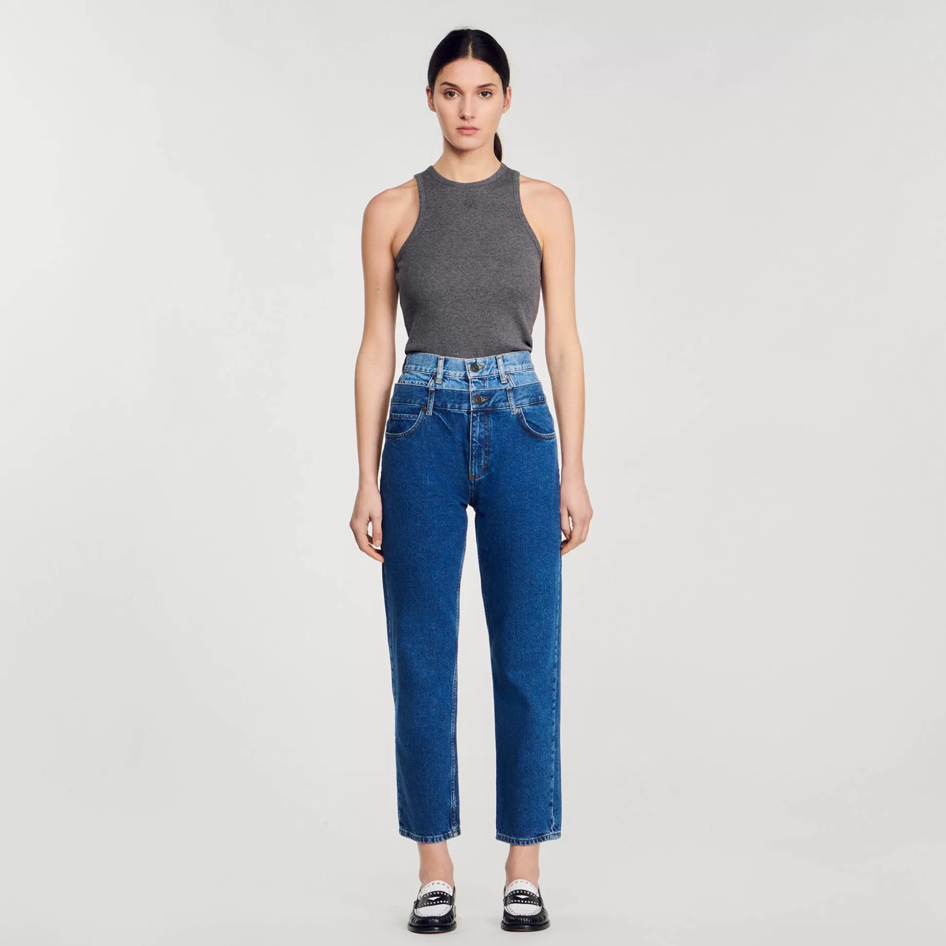 Hosen & Jeans>Sandro Trompe-l'œil-Jeans Im Mom-Schnitt Blau