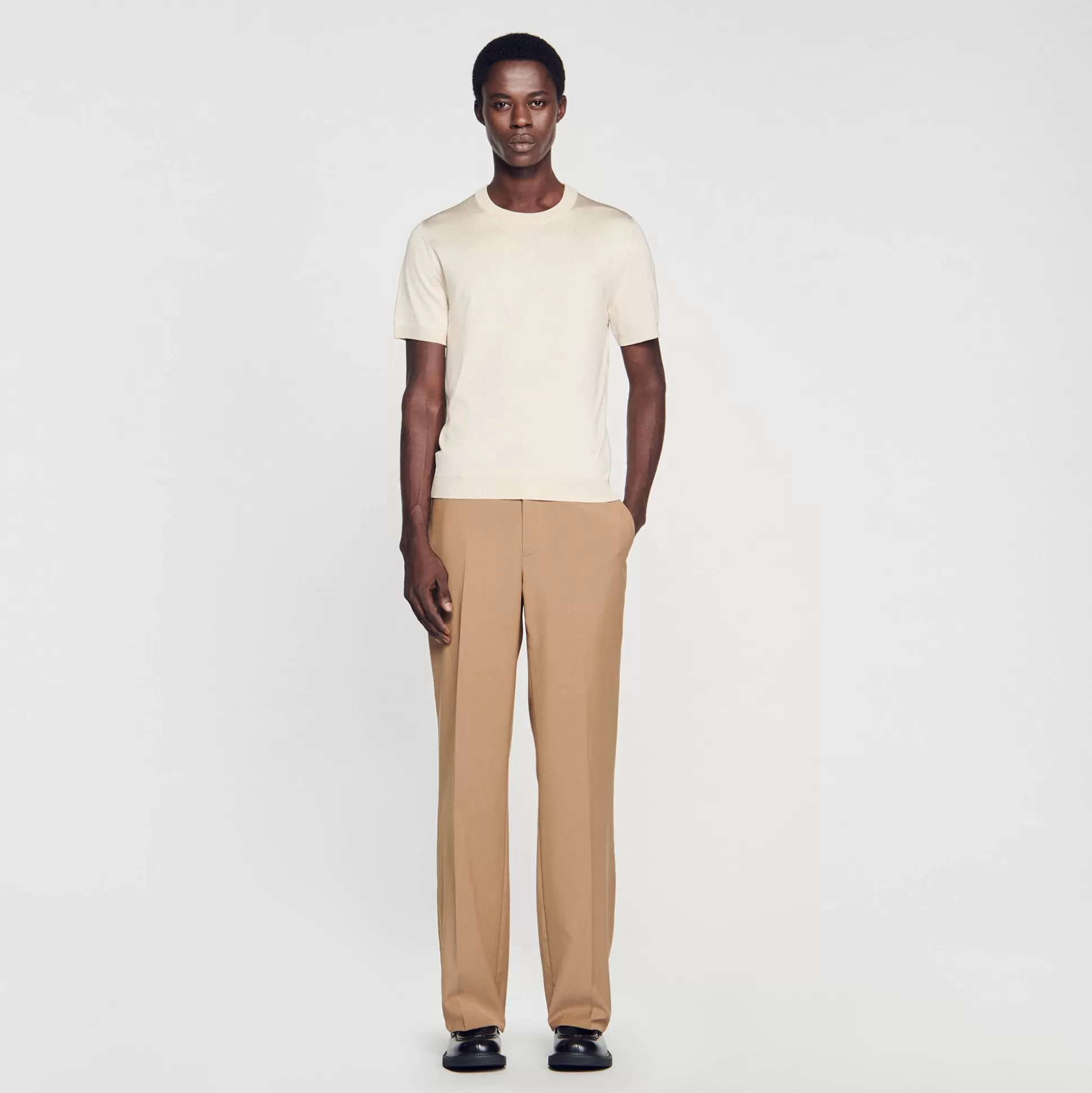 T-Shirts & Polos | Pullovers & Cardigans>Sandro T-Shirt Aus Strick Sable clair