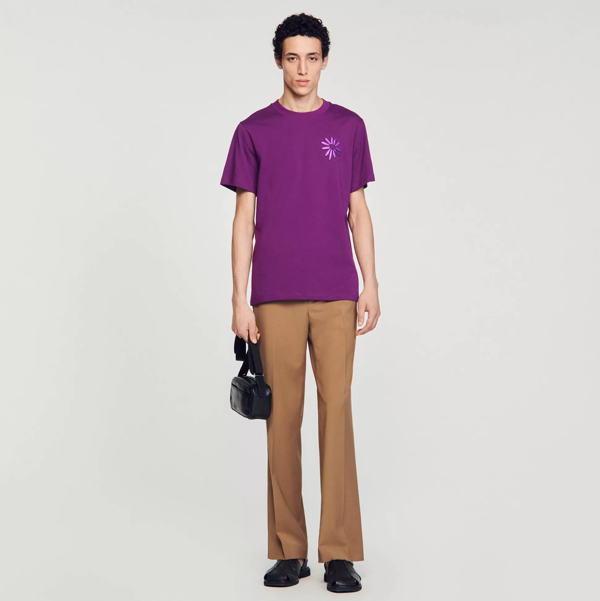 T-Shirts & Polos>Sandro T-Shirt Mit Blume Aus Baumwolle Violett