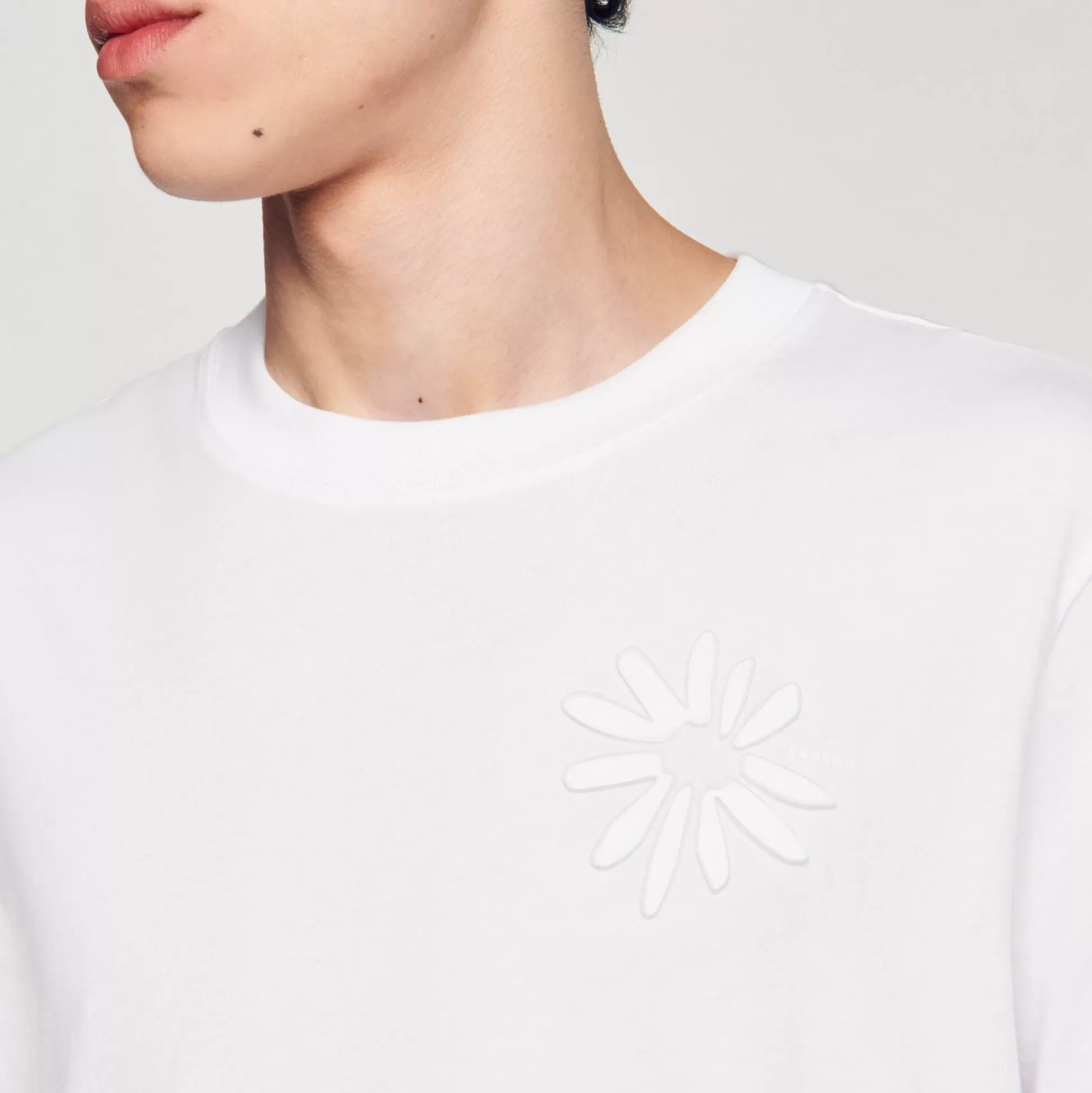 T-Shirts & Polos>Sandro T-Shirt Mit Blume Aus Baumwolle Weiß