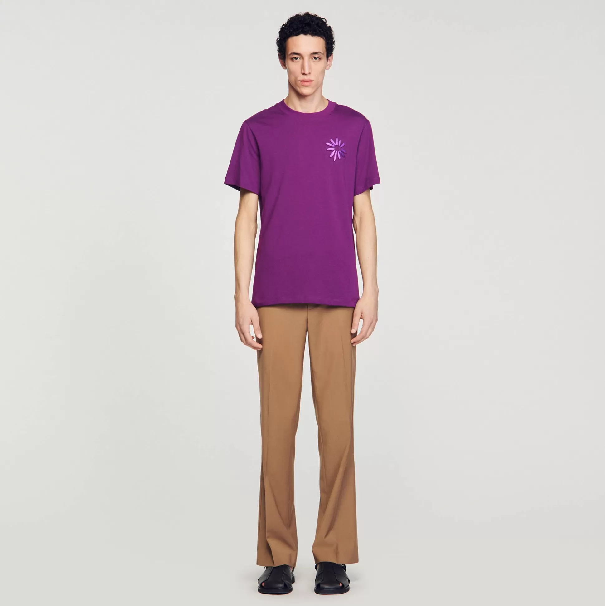 T-Shirts & Polos>Sandro T-Shirt Mit Blume Aus Baumwolle Violett