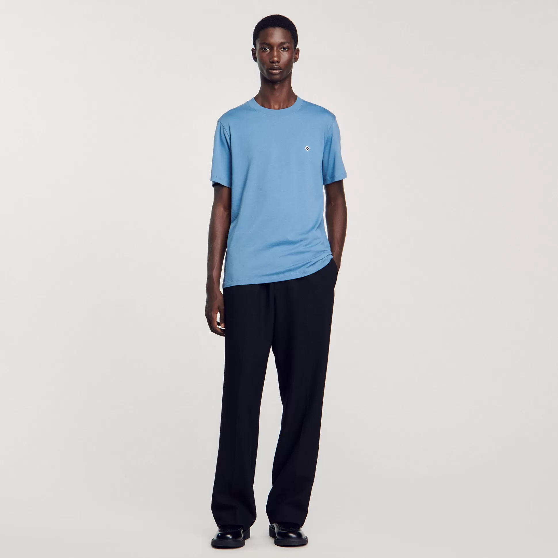 T-Shirts & Polos>Sandro T-Shirt Mit Square-Cross-Aufnäher Jeansblau