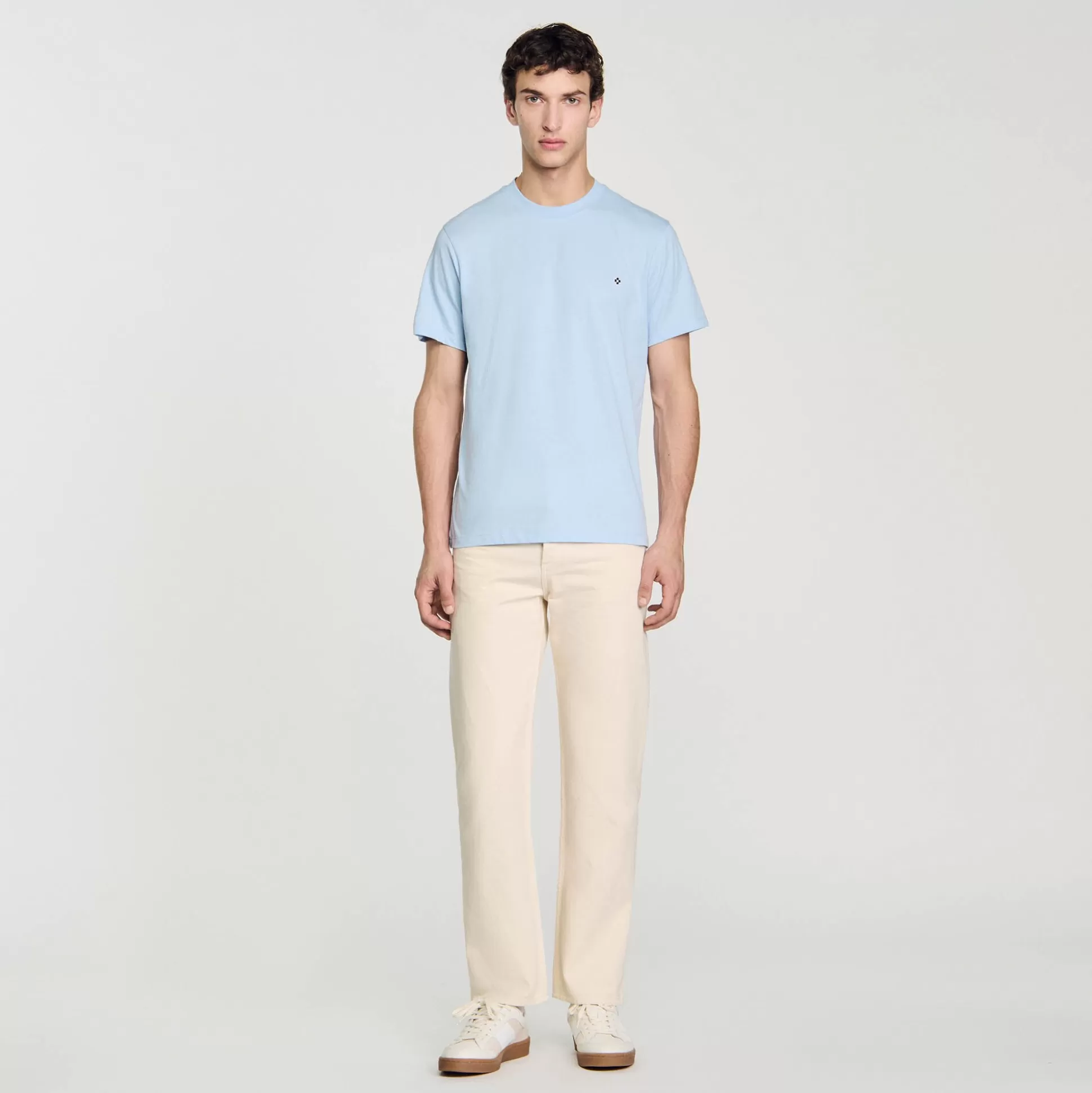 T-Shirts & Polos>Sandro T-Shirt Mit Square-Cross-Aufnäher Himmel-Blau