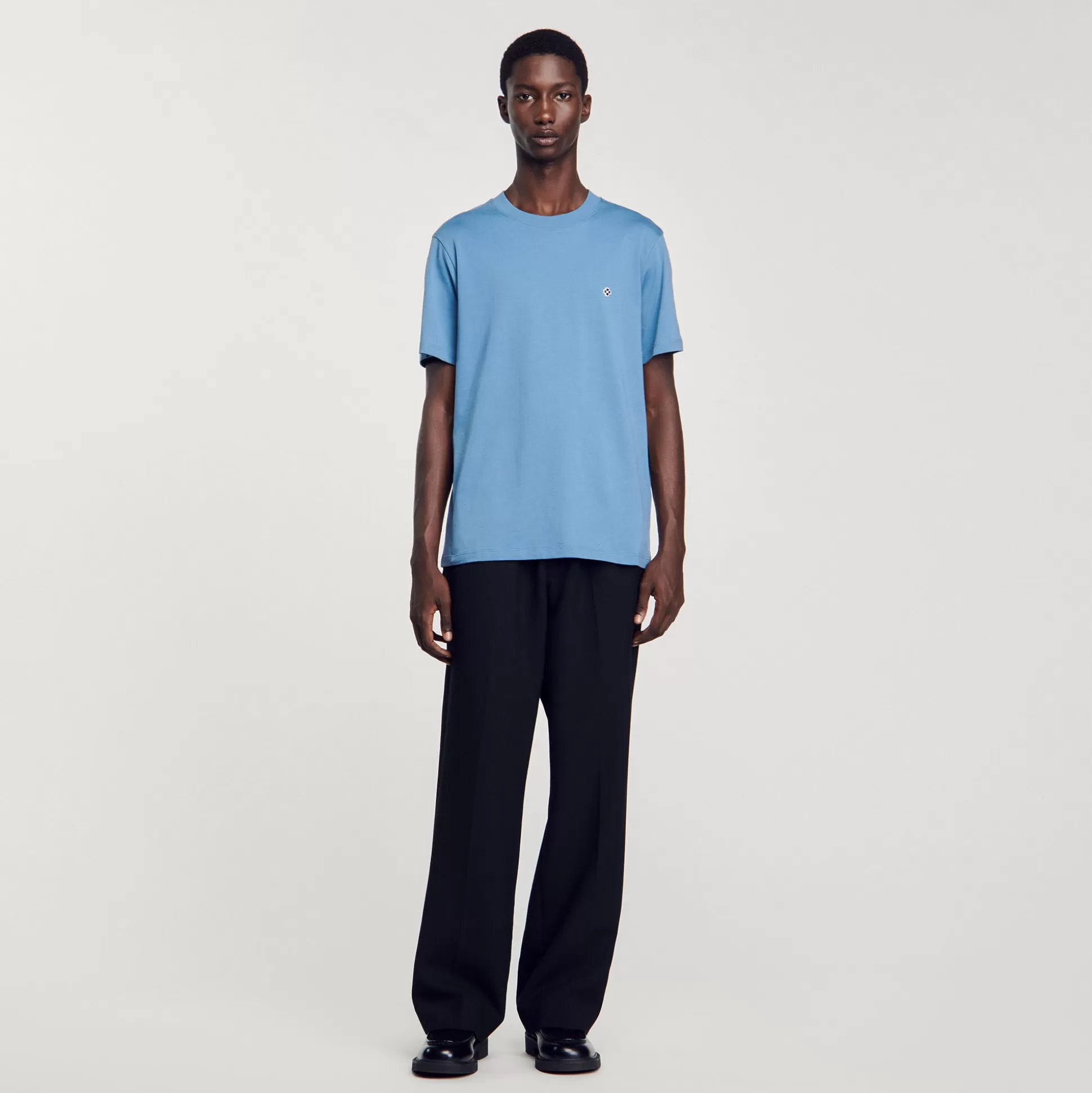 T-Shirts & Polos>Sandro T-Shirt Mit Square-Cross-Aufnäher Jeansblau