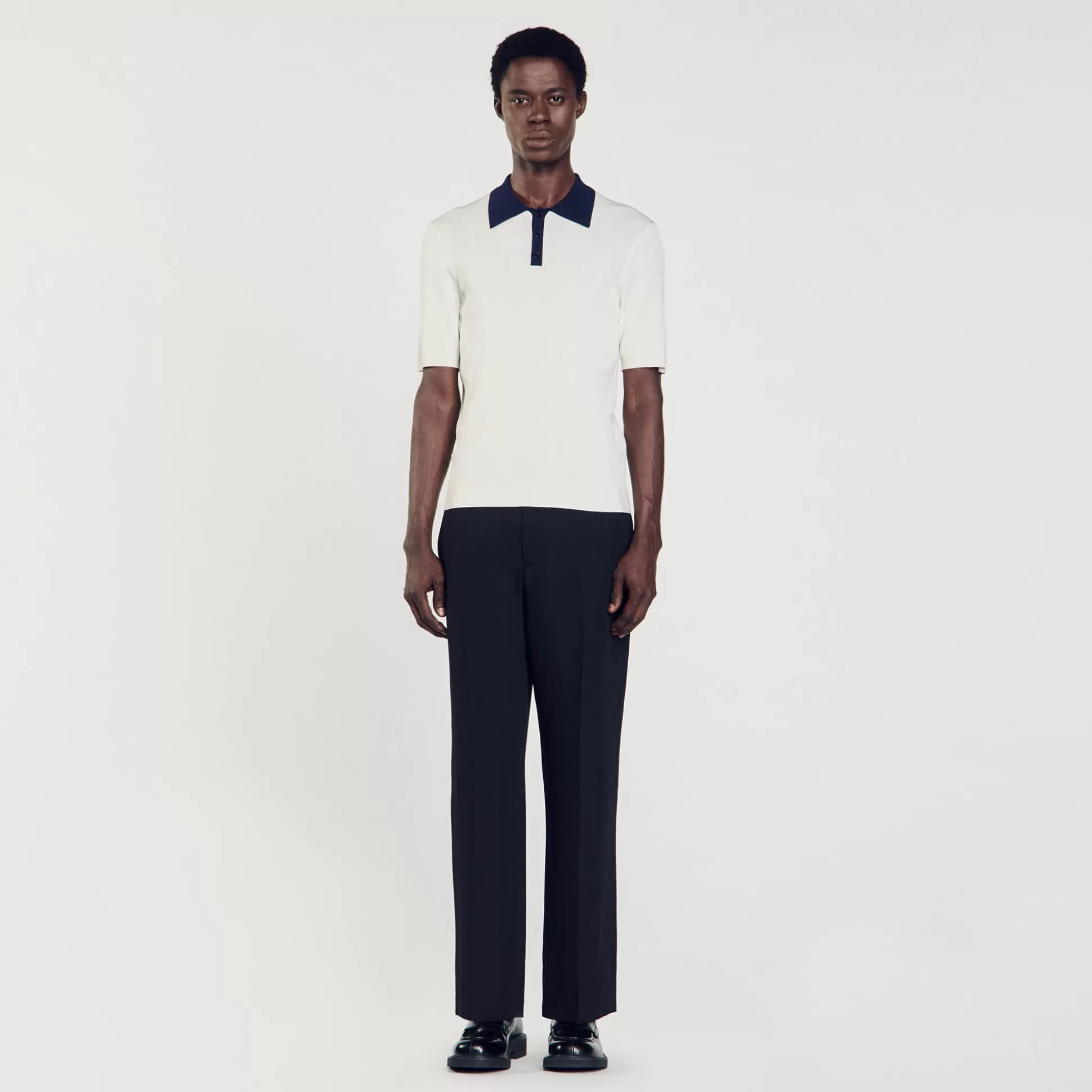 T-Shirts & Polos | Pullovers & Cardigans>Sandro Zweifarbiges Poloshirt Ecru